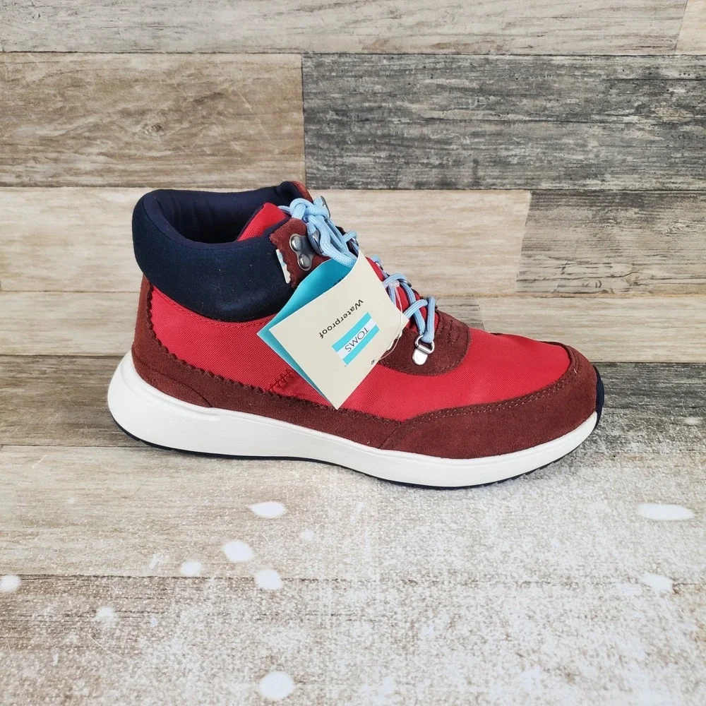 Toms Cascada Womens Shoes Sz‎ 6.5 Poinsettia Techy Suede Waterproof Boots